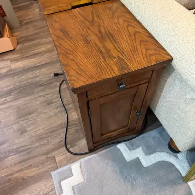 Wooden End Table With Power Strip