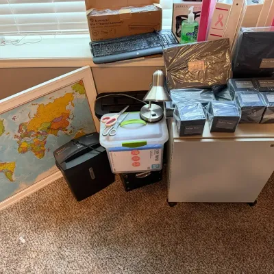 Metal Storage Cabinet, Bonsaii Shredder And Office Goods