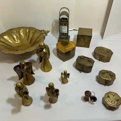 Brass Items Including Trinket Boxes