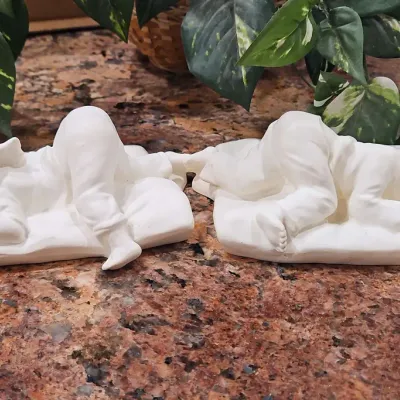 Sleeping Girl And Boy Italian Figurines