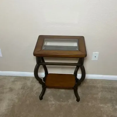 Beveled Glass Top End Table