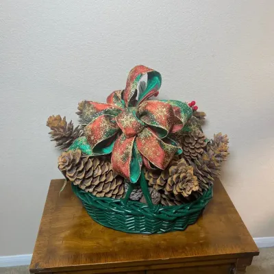 Large Pinecone Basket Decor
