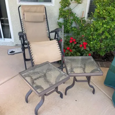 Sunbrella Patio Lounge Chair and Tables