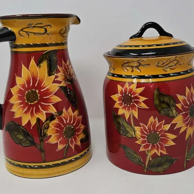 Pier 1 Imports Sunflower Pitcher and Canister Set