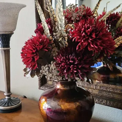 Multi-Colored Ceramic Floral Vase