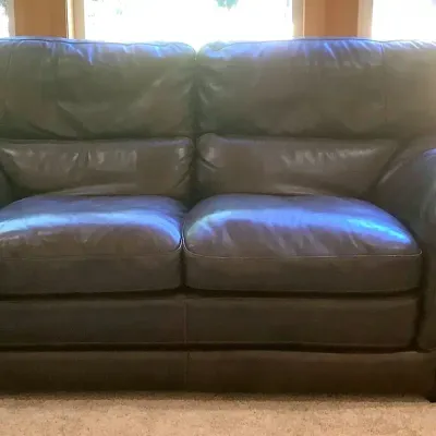 Chocolate Brown Leather Loveseat 