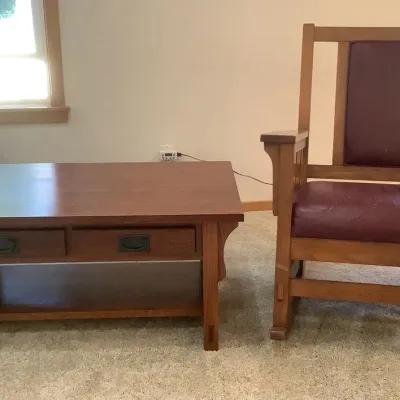 Mission Style Coffee Table And Rocking Chair