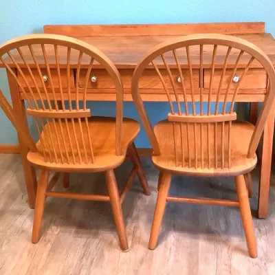 Vintage Desk With Chairs
