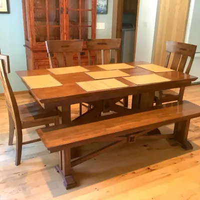 Solid Wood Dinner Table And Chairs/Bench