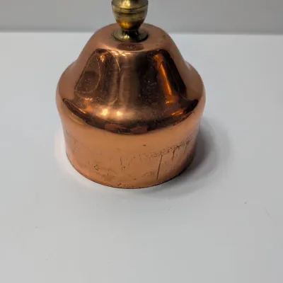 Sale Photo Thumbnail #12: The vintage Princess House copper and brass coffee carafe with stand is a popular 1960s and 1970s mid-century piece designed for elegant tabletop coffee or tea service
