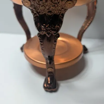 Sale Photo Thumbnail #8: The vintage Princess House copper and brass coffee carafe with stand is a popular 1960s and 1970s mid-century piece designed for elegant tabletop coffee or tea service