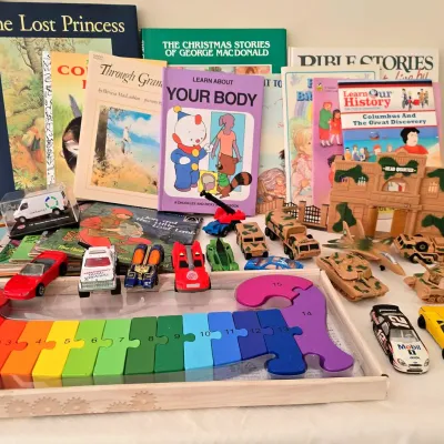 Collection Of Children's Books And Toys 