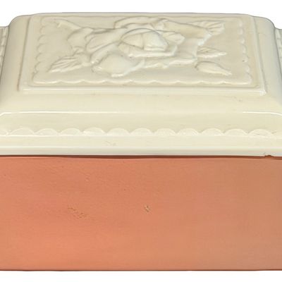 Vintage Fire King Dusty Rose Pink Trinket Box