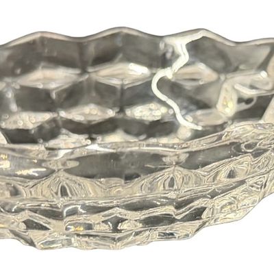 Vintage Fostoria American Clear Pressed Glass Round Single-Handled Nappy Serving Bowl