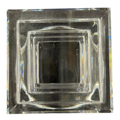 Waterford Crystal Metropolitan Clear Cut-Crystal Pillar Candleholder featuring a Geometric Stepped-Square Design