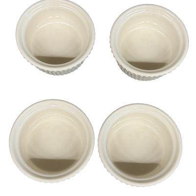 White Ceramic Fluted Heavy-Duty Vitrified Ceramic/Restaurant China Ramekins by Sysco Ware 3828993 - Lot of 4