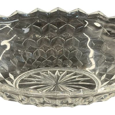 Vintage Fostoria American Clear Pressed Glass Serving Bowl
