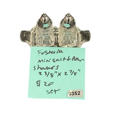 Vintage Fostoria American Mini Salt and Pepper Shaker Set with Tray