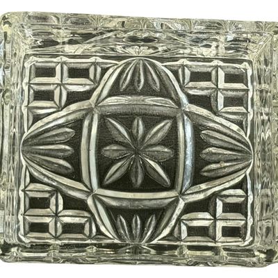 Vintage Anchor Hocking Rectangular Royal Ruby and Clear Cut-Glass Jewelry Box