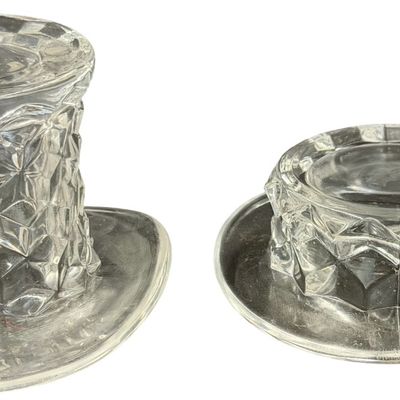 Vintage Fostoria American Clear Glass Top Hat Bundle - Set of 2