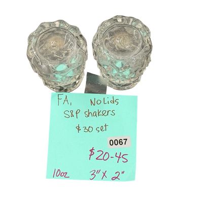 Vintage Fostoria American Salt and Pepper Shaker Set - NO LIDS