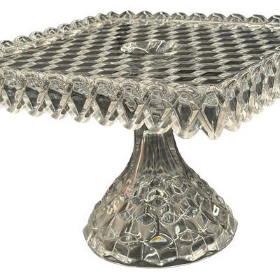 Vintage Fostoria American Clear Glass Square Cake Stand