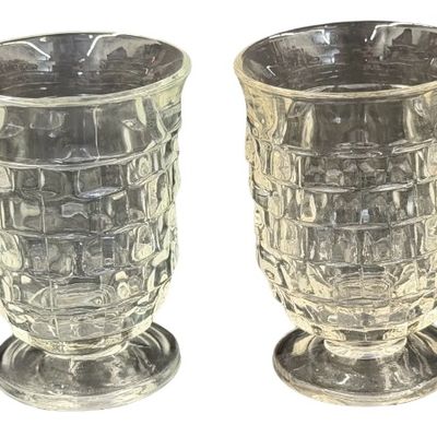 Vintage Indiana Glass Whitehall Colony Flat Clear Glass Footed Juice or Dessert Glasses - Lot of 4