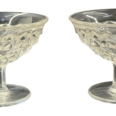 Vintage Fostoria American Clear Pressed Glass Flared Low Sherbet Glasses - Set of 2