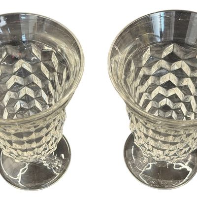 Vintage Fostoria American Clear Footed Juice Glass Tumblers - Set of 2