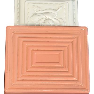 Vintage Fire King Dusty Rose Pink Trinket Box