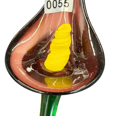 Vintage Hand-Blown Art Glass Calla Lily Flower Sculpture 16"