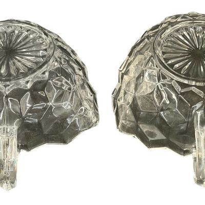 Vintage Fostoria American Clear Cube Nappy Dish with Handle Dish - Set of 2