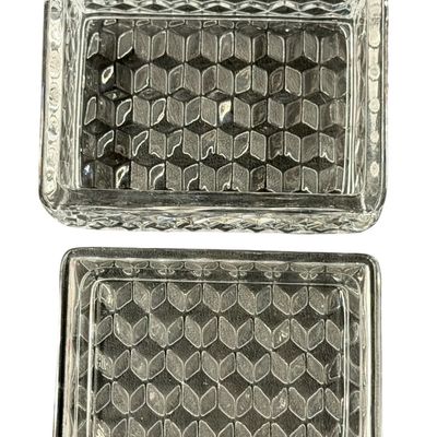 Vintage Fostoria American Clear Glass Cigarette/Trinket Box with Lid