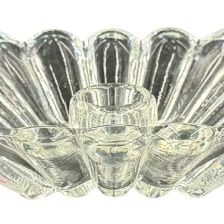 Vintage Square Pressed Glass Candle Holder With Scalloped Petal Edges