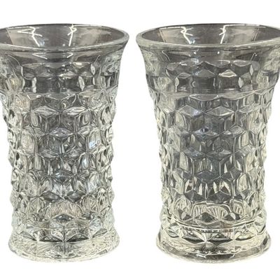 Vintage Fostoria American Clear Pressed Glass Flared Juice Tumbler - Lot of 4