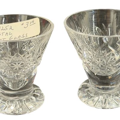 Vintage Crystal Cut Footed Shot Glass - Set of 2