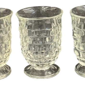 Vintage Indiana Glass Whitehall Colony Flat Clear Glass Footed Juice or Dessert Glasses - Lot of 5