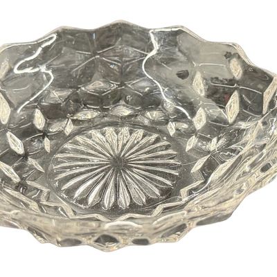 Vintage Fostoria American Clear Pressed Glass Round Single-Handled Nappy Serving Bowl