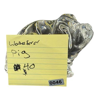 Vintage Waterford Crystal Pig Figurine Heavy Desk Paperweight