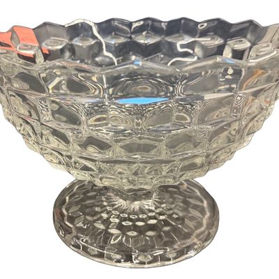 Vintage Fostoria American Clear Pressed Glass Footed Pedestal Bowl