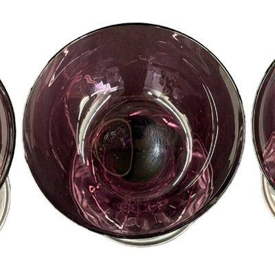 Vintage Fostoria "Lady Amethyst Purple" Clear Champagne Coupe/Sherbet Glass - Lot of 3