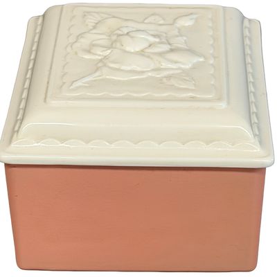 Vintage Fire King Dusty Rose Pink Trinket Box