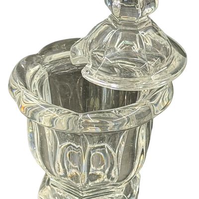 Vintage Baccarat Harcourt Missouri French Crystal Mustard Jar with Lid