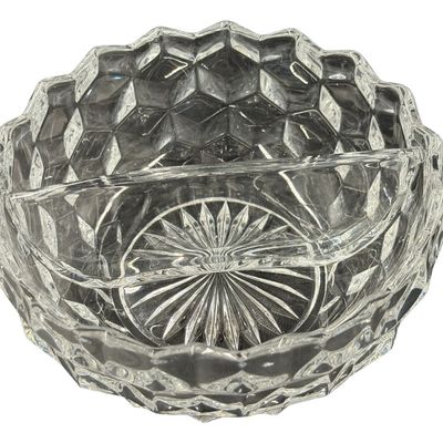 Vintage Fostoria American Clear Pressed Glass Divided Serving Bowl