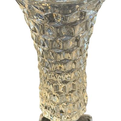 Vintage Fostoria American Clear Pressed Footed Flared Vase