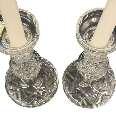 Vintage Waterford Cut Crystal Single Light Candlestick Holders - Set of 2
