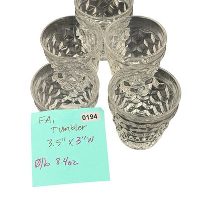 Vintage Fostoria Clear Pressed Straight-Sided Juice or Cocktail Tumblers - Lot of 5