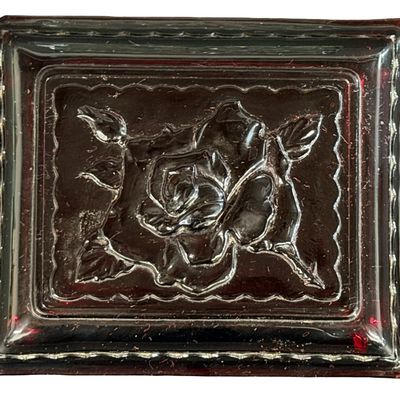 Vintage Anchor Hocking Rectangular Royal Ruby and Clear Cut-Glass Jewelry Box