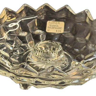 Vintage Colony Whitehall Whitehall Clear Three Footed Flower Candlestick Holder