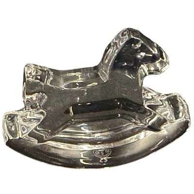 Vintage Baccarat Molded Clear Crystal Rocking Horse Figurine